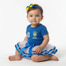 Kit Body Bebê Brasil 3 Peças Body Saia Laço Feminino Infantil | VAI DAR BRASIL