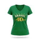Blusa BRASIL Feminina ✦ Decote V Viscolycra Copa 2026 | VAI DAR BRASIL