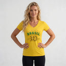 Blusa BRASIL Feminina ✦ Decote V Viscolycra Copa 2026 | VAI DAR BRASIL