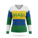 Blusa Feminina Manga Longa Brasil Tricot Gola V Elegante | VAI DAR BRASIL