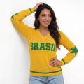 Blusa Tricô Vazado BRASIL ✦ Manga Longa Gola V Copa | VAI DAR BRASIL