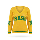 Blusa Tricô Vazado BRASIL ✦ Manga Longa Gola V Copa | VAI DAR BRASIL