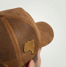 Boné Trucker Brasil Bandeira Camurça Aba Curva Masculino | VAI DAR BRASIL