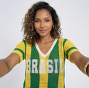 Camiseta Crochê Artesanal BRASIL Feminino | VAI DAR BRASIL