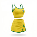 Conjunto Academia Top Cropped Short Saia Brasil Suplex Feminino | VAI DAR BRASIL