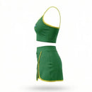Conjunto Academia Top Cropped Short Saia Brasil Suplex Feminino | VAI DAR BRASIL
