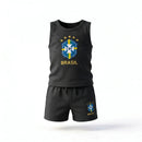 Conjunto Infantil Camiseta Short Seleção Brasileira Algodão Premium | VAI DAR BRASIL