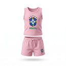 Conjunto Infantil Camiseta Short Seleção Brasileira Algodão Premium | VAI DAR BRASIL