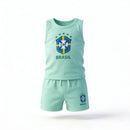 Conjunto Infantil Camiseta Short Seleção Brasileira Algodão Premium | VAI DAR BRASIL
