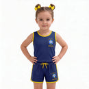 Conjunto Infantil Feminino Brasil ✦ Brasão Seleção Copa | VAI DAR BRASIL