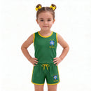 Conjunto Infantil Feminino Brasil ✦ Brasão Seleção Copa | VAI DAR BRASIL