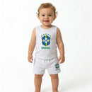 Conjunto Infantil Camiseta Short Seleção Brasileira Algodão Premium | VAI DAR BRASIL