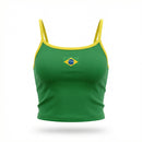 Cropped Alça Brasil Bandeira Suplex Baby Look Feminino Copa 2026 | VAI DAR BRASIL