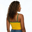 Cropped Alça Brasil Bandeira Suplex Baby Look Feminino Copa 2026 | VAI DAR BRASIL