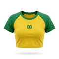 Cropped Brasil Bandeira Bordada Baby Look Suplex Feminino | VAI DAR BRASIL