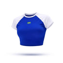 Cropped Brasil Bandeira Bordada Baby Look Suplex Feminino | VAI DAR BRASIL