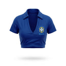Cropped Colarinho Bojo Brasil Bandeira Suplex Baby Look Feminino | VAI DAR BRASIL