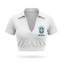 Cropped Colarinho Bojo Brasil Bandeira Suplex Baby Look Feminino | VAI DAR BRASIL