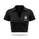 Cropped Colarinho Bojo Brasil Bandeira Suplex Baby Look Feminino | VAI DAR BRASIL