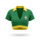 Cropped Colarinho Bojo Brasil Bandeira Suplex Baby Look Feminino | VAI DAR BRASIL