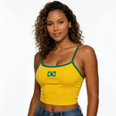 Cropped Alça Brasil Bandeira Suplex Baby Look Feminino Copa 2026 | VAI DAR BRASIL