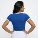 Cropped Brasil Canelado Manga Curta Bordado Baby Tee Feminino | VAI DAR BRASIL