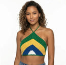 Cropped Crochê Artesanal Bandeira Brasil Feminino Baby Look | VAI DAR BRASIL