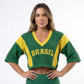 Cropped Tricot BRASIL ✦ Manga ¾ Oversized Elegante Copa | VAI DAR BRASIL