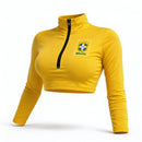 Cropped Decote Zipper Brasil Suplex Academia Feminino | VAI DAR BRASIL
