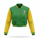 Jaqueta Bomber Feminina Brasil ✦ Brasão Bordado Fleece Copa | VAI DAR BRASIL