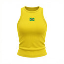 Regata Brasil Bandeira Bordada Canelada Baby Look Feminino Copa 2026 | VAI DAR BRASIL