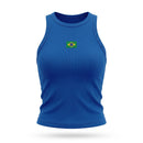 Regata Brasil Bandeira Bordada Canelada Baby Look Feminino Copa 2026 | VAI DAR BRASIL
