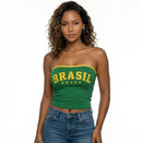 Top Brilho Brasileiro Tomara que Caia - Canelado Verde e Amarelo | Mantum