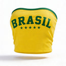 Top Brilho Brasileiro Tomara que Caia - Canelado Verde e Amarelo | Mantum