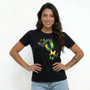 Camiseta Feminina Brasil Borboletas Algodão Premium | VAI DAR BRASIL