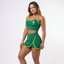 Conjunto Academia Top Cropped Short Saia Brasil Suplex Feminino | VAI DAR BRASIL