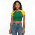 Cropped Brasil Bandeira Bordada Baby Look Suplex Feminino | VAI DAR BRASIL