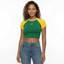 Cropped Brasil Bandeira Bordada Baby Look Suplex Feminino | VAI DAR BRASIL