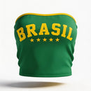 Top Brilho Brasileiro Tomara que Caia - Canelado Verde e Amarelo | Mantum