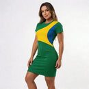 Vestido Infantil Flora Brasil - Floral Verde e Amarelo Copa 2026 | Mantum