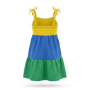 Vestido Infantil Laço de Ouro Brasil - 100% Algodão Tricolor Copa | Mantum