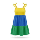 Vestido Infantil Laço de Ouro Brasil - 100% Algodão Tricolor Copa | Mantum