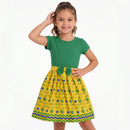 Vestido Infantil Realeza Brasileira - Princesa da Copa Verde e Amarelo | Mantum