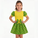 Vestido Infantil Floral Brasil - Delicadeza Verde e Amarelo Copa 2026 | Mantum