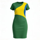 Vestido Infantil Flora Brasil - Floral Verde e Amarelo Copa 2026 | Mantum